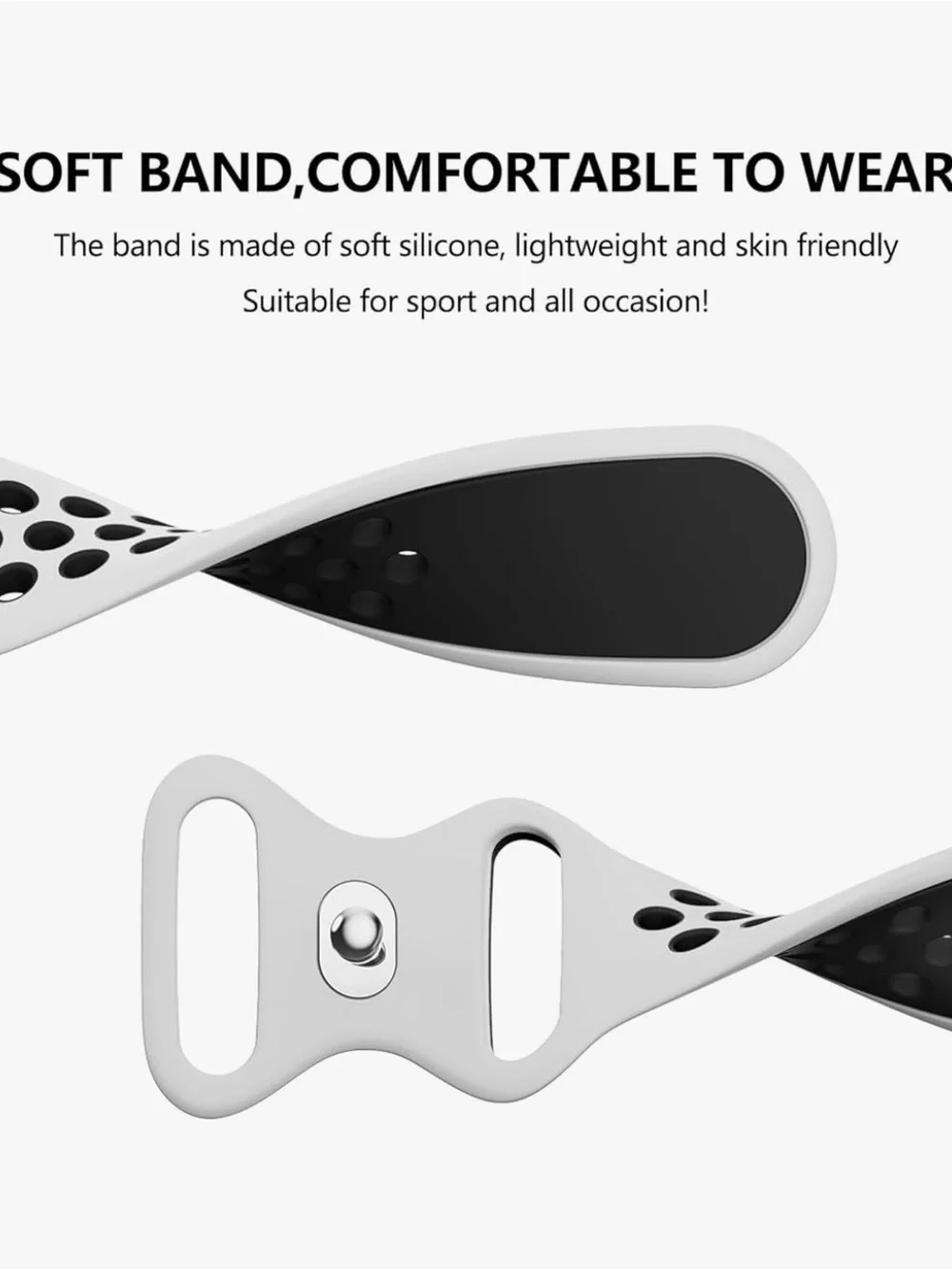 White and Black Sport Watch Band